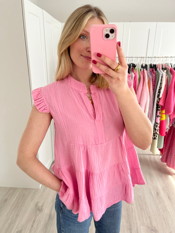 Musselinbluse Fresh Summer - Rosa