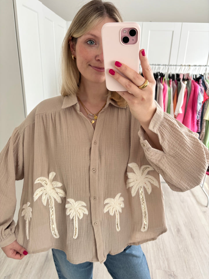 Musselinbluse Palm Tree