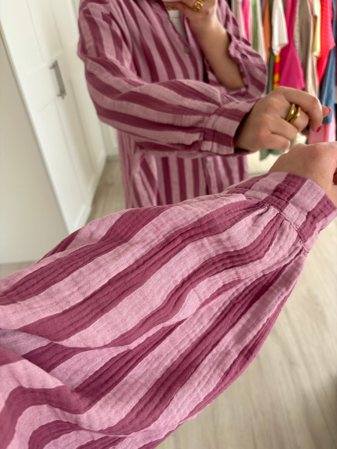 Musselinbluse Bold Stripes