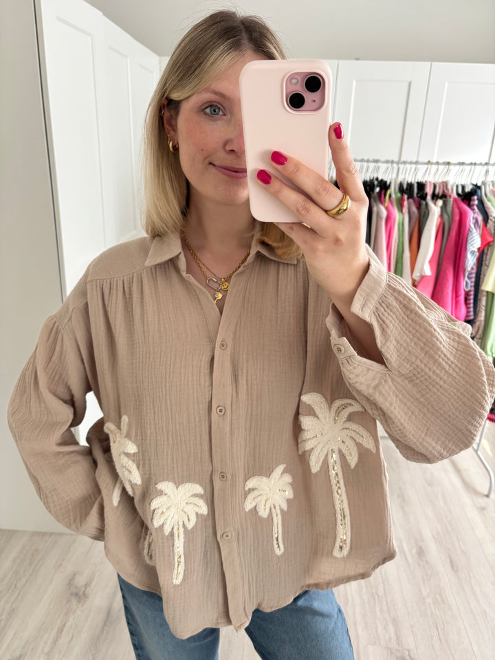 Musselinbluse Palm Tree