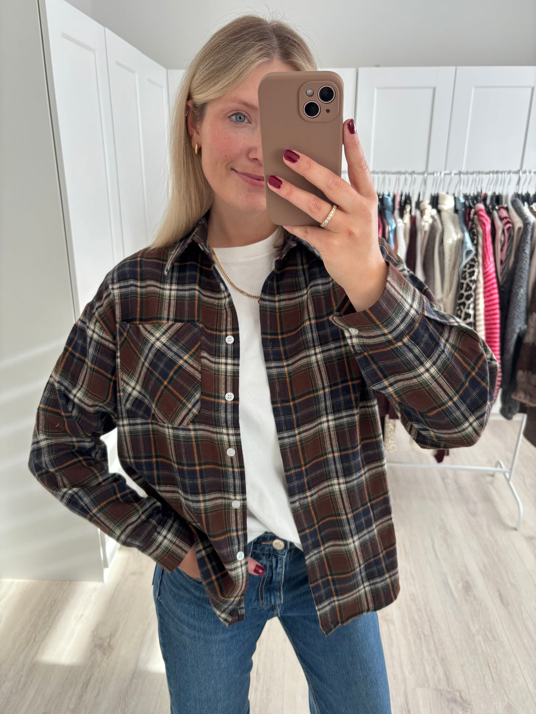 Brown Checked Overshirt