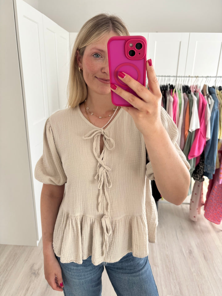 Musselinbluse Sweetness - Beige