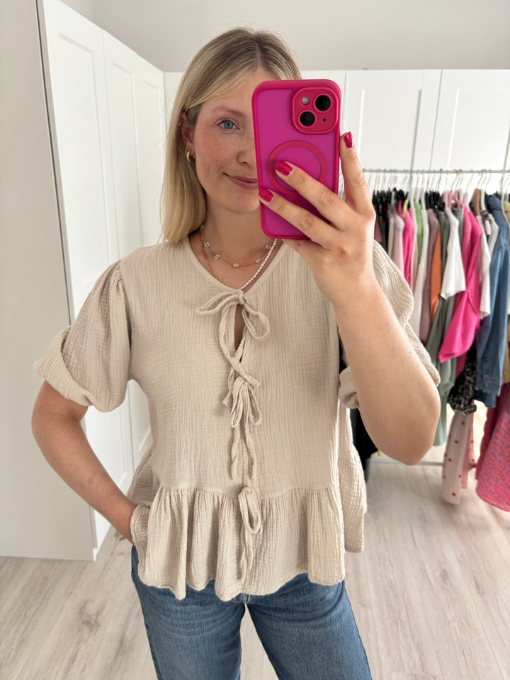 Musselinbluse Sweetness - Beige