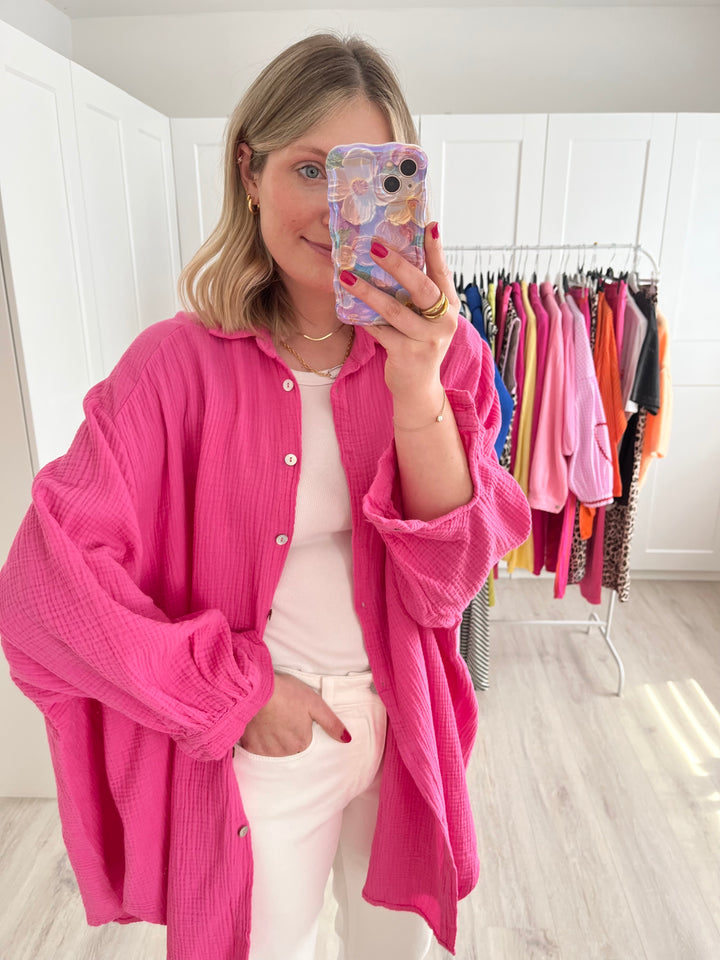 Musselinbluse Summer Time (long) - Pink