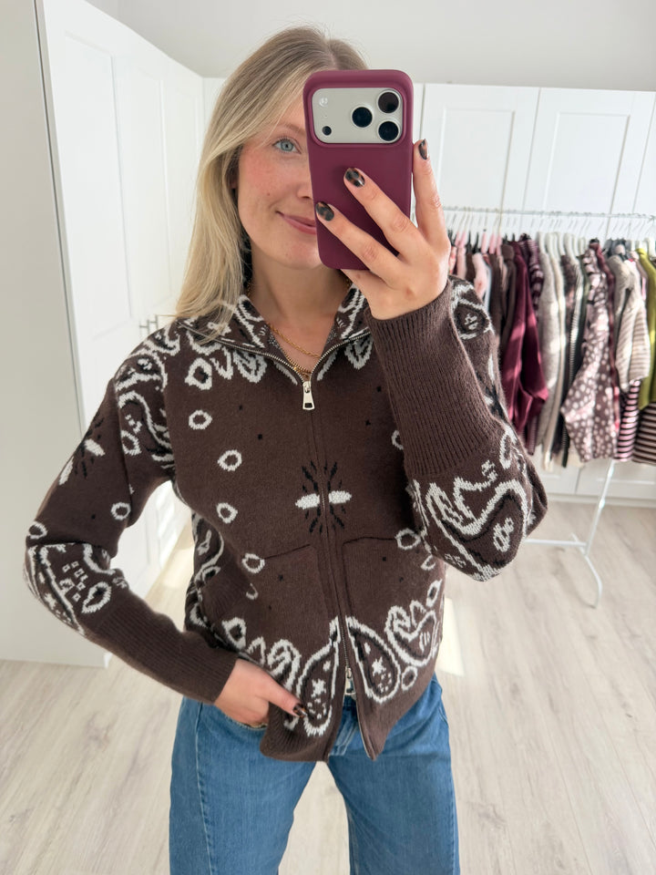 Paisley Zipper Cardigan
