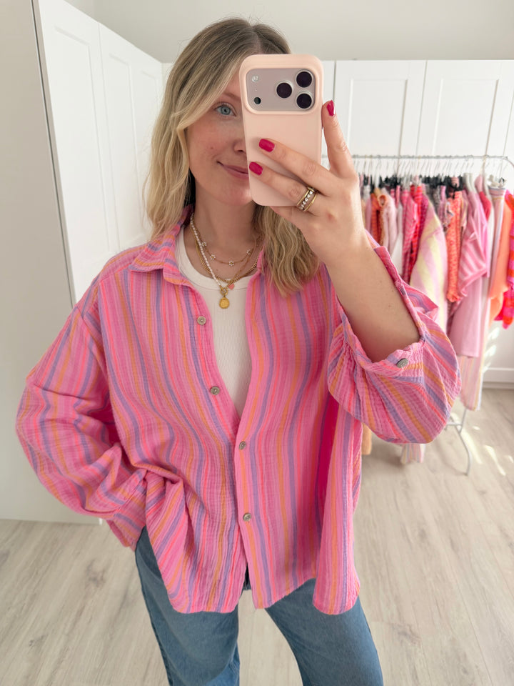 Rainbow Stripes Musselinbluse