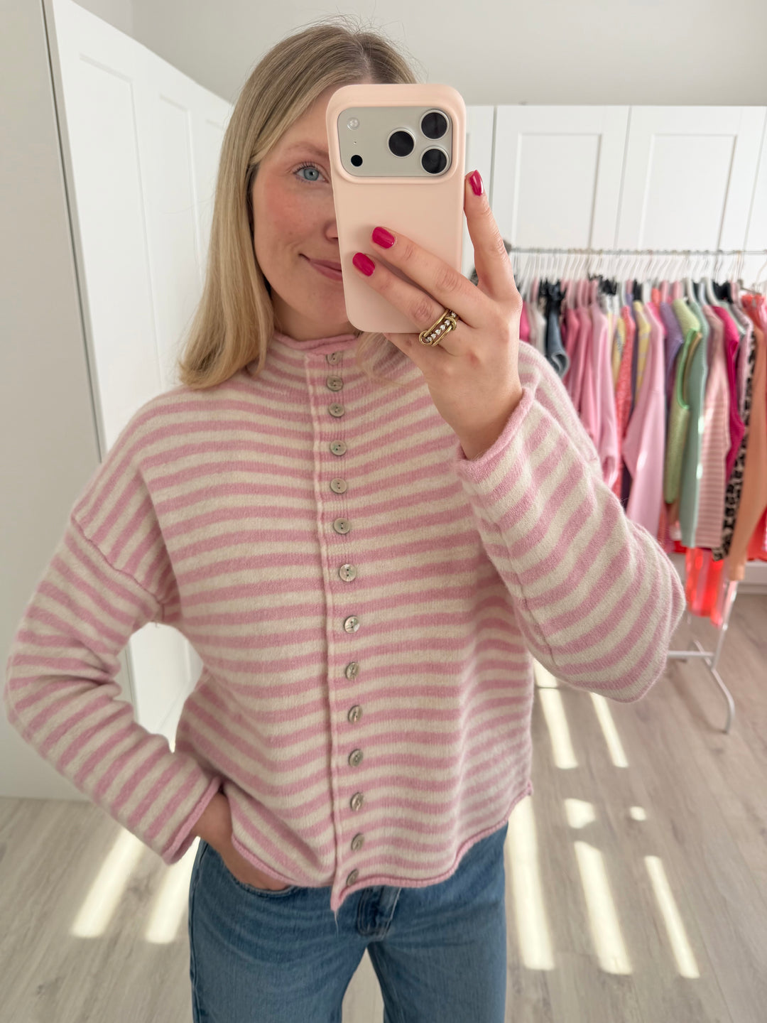 Striped Button Cardigan