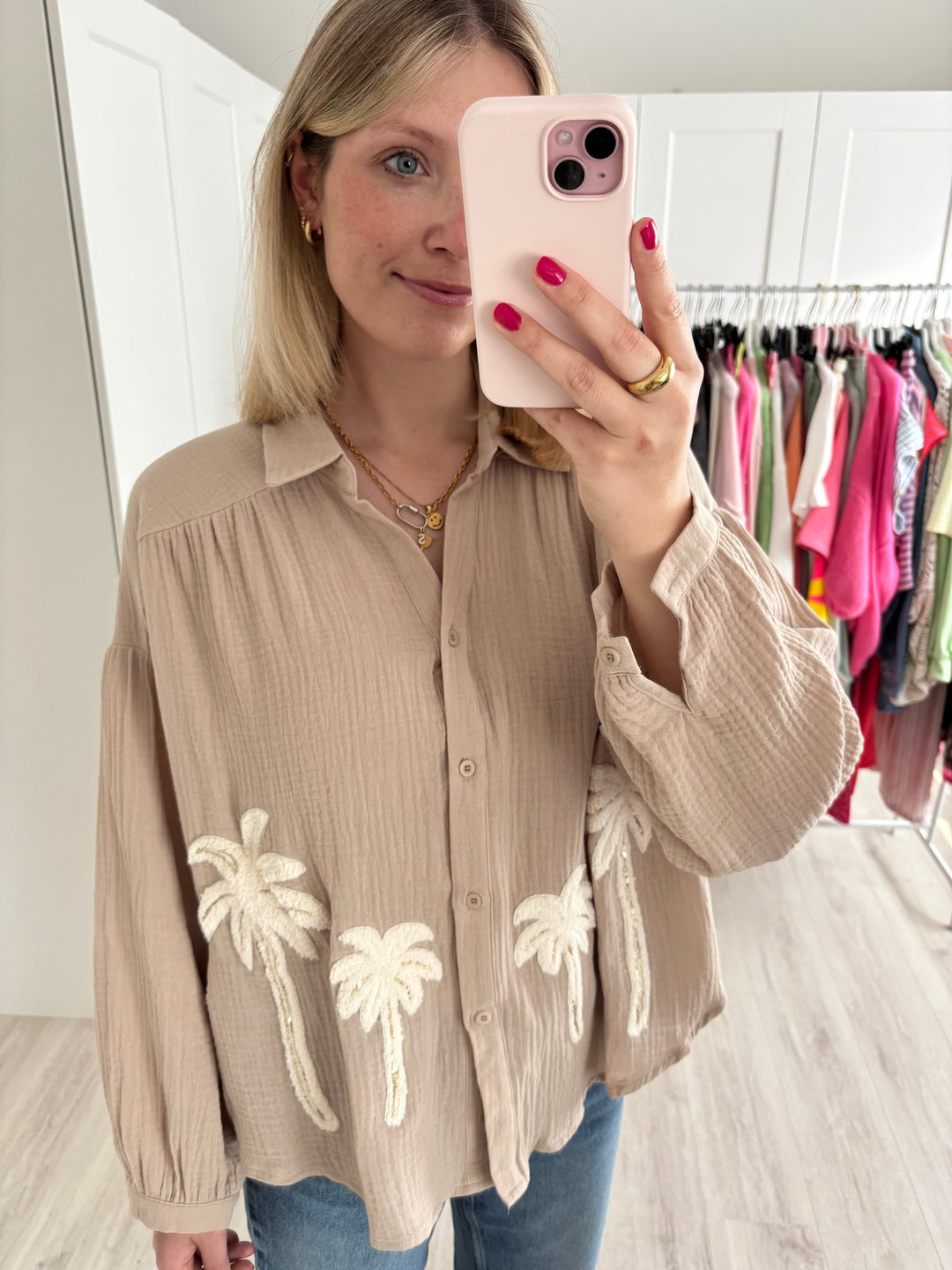 Musselinbluse Palm Tree