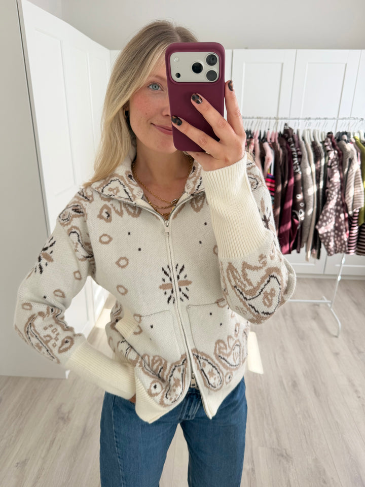 Paisley Zipper Cardigan