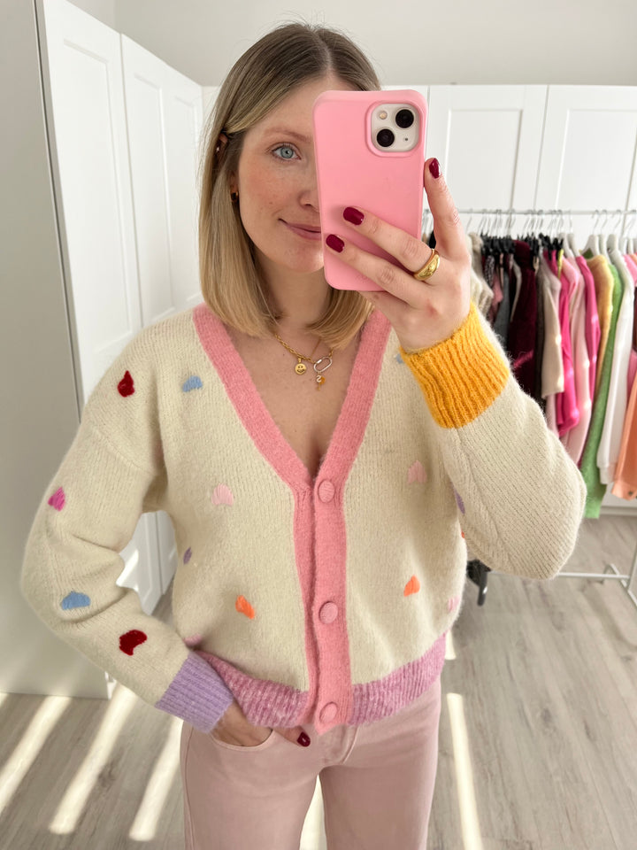 Cardigan Colourful Hearts