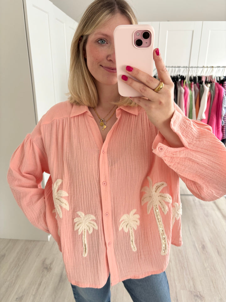 Musselinbluse Palm Tree