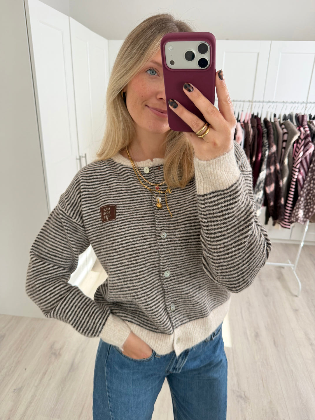 Self Love Club Striped Cardigan