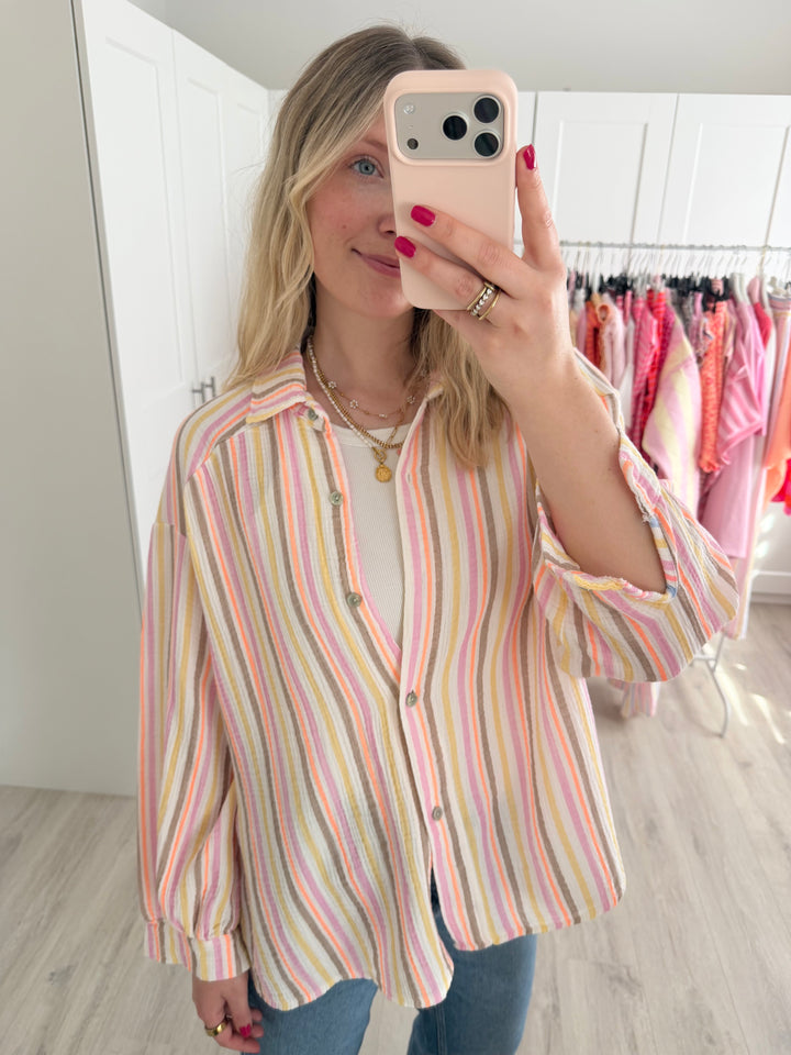 Rainbow Stripes Musselinbluse