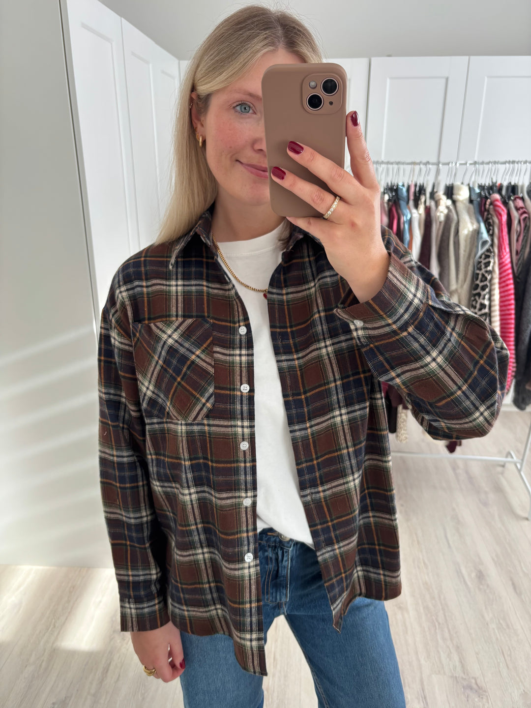 Brown Checked Overshirt