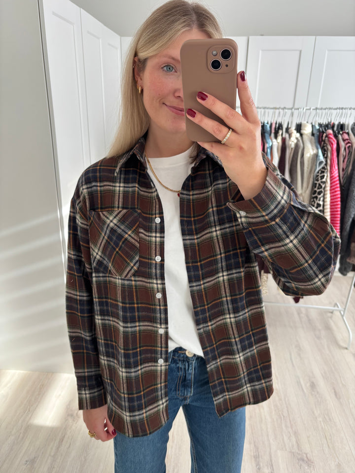 Brown Checked Overshirt