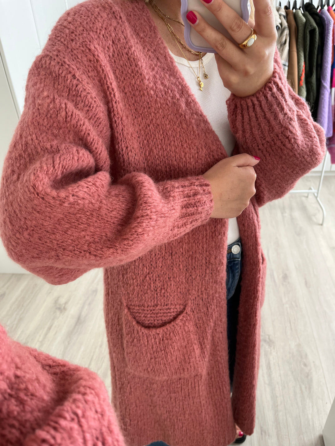 Strickmantel Knit Love - Berry