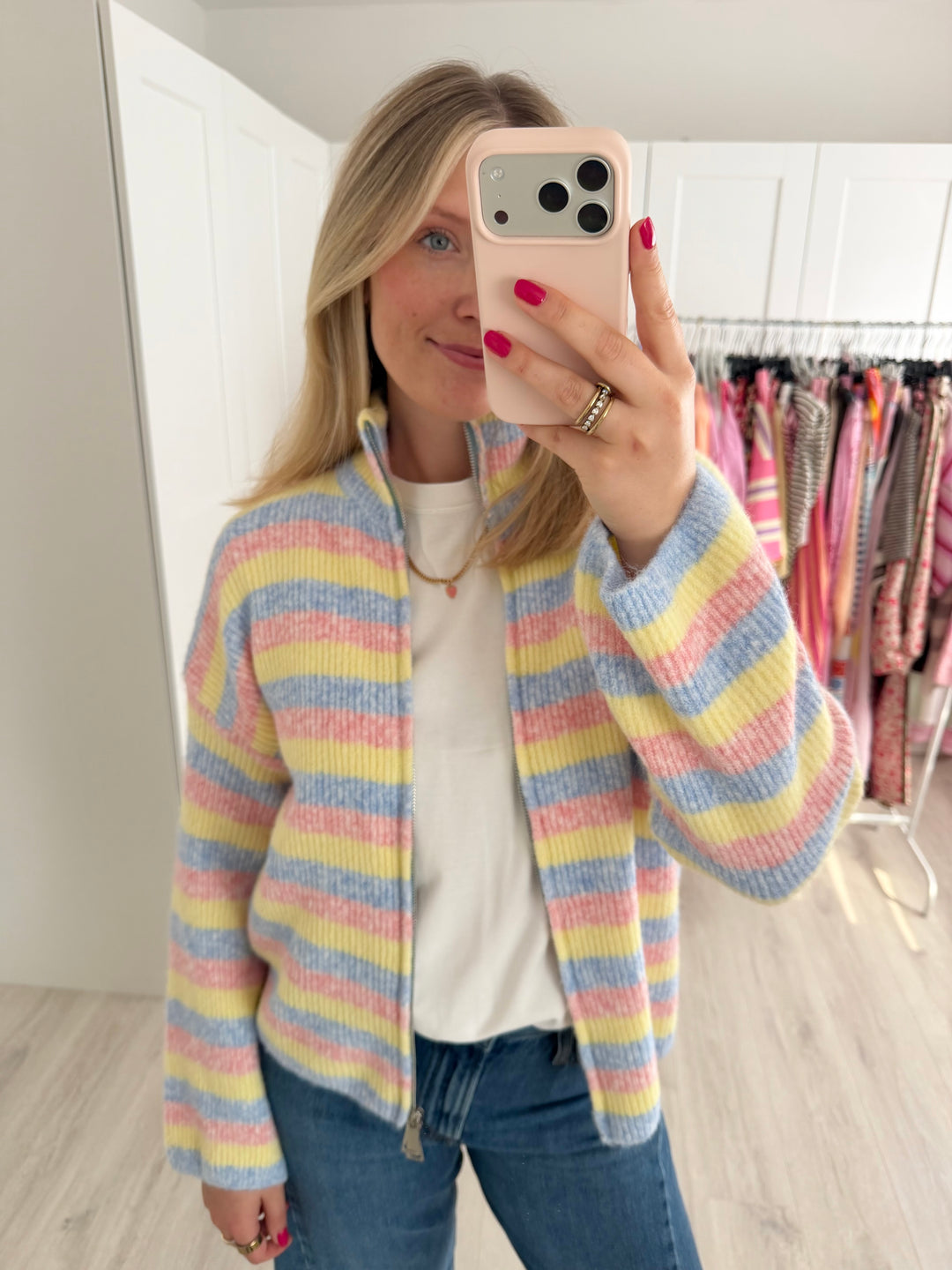 Rainbow Zipper Cardigan