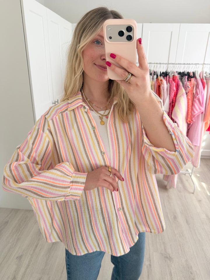 Rainbow Stripes Musselinbluse