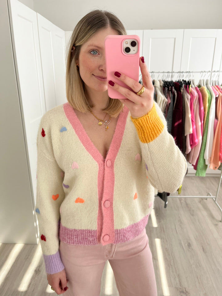 Cardigan Colourful Hearts