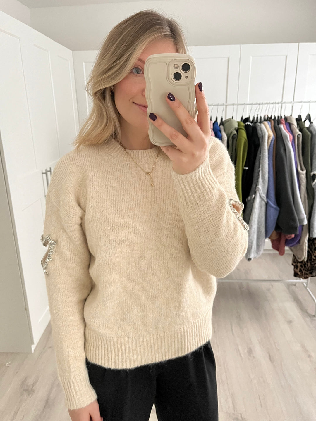 Pullover Sparkling Heart - Beige