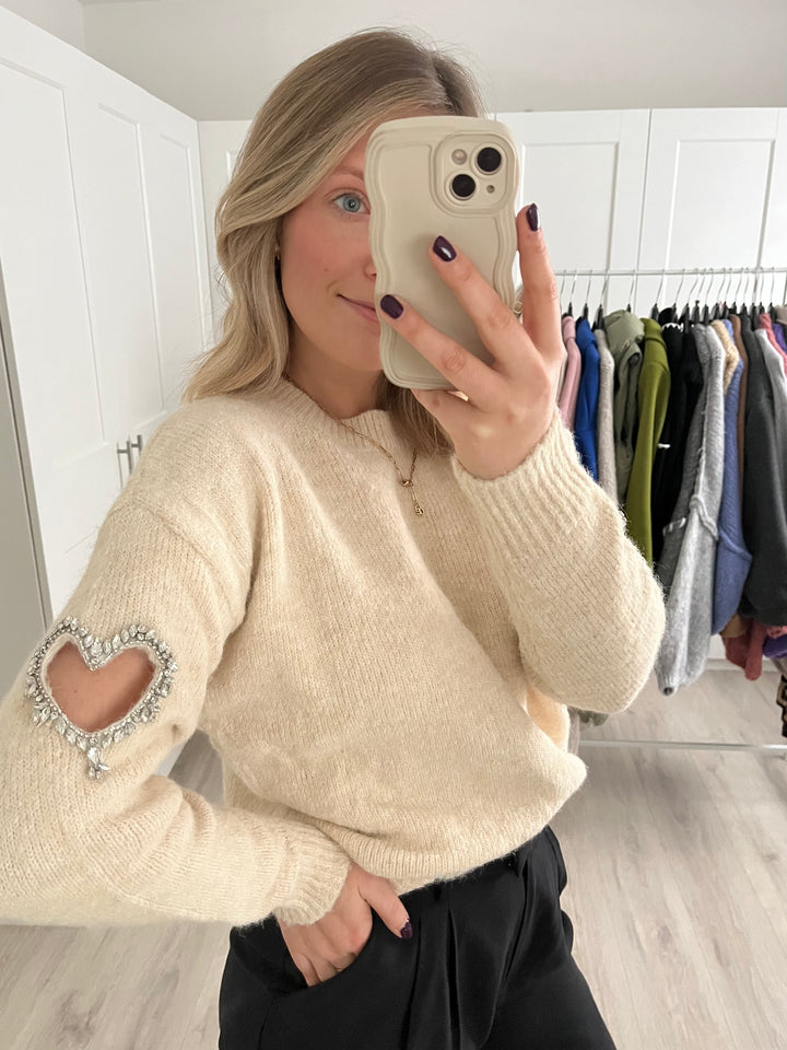 Pullover Sparkling Heart - Beige