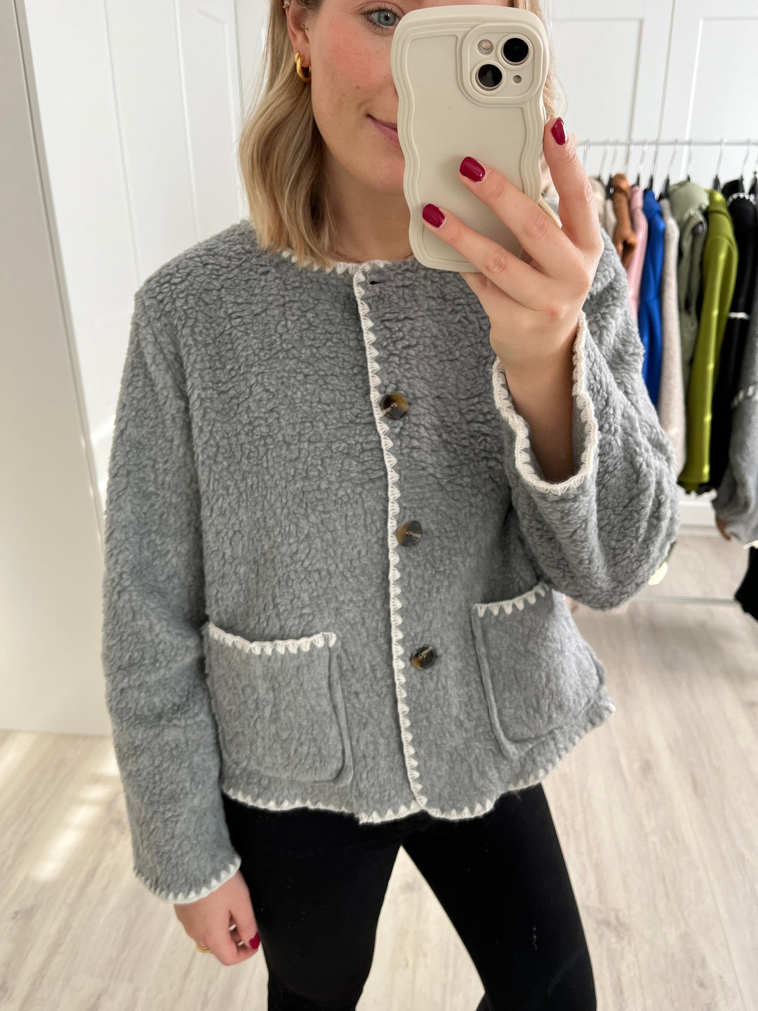 Teddyjacke Lovely - Grau