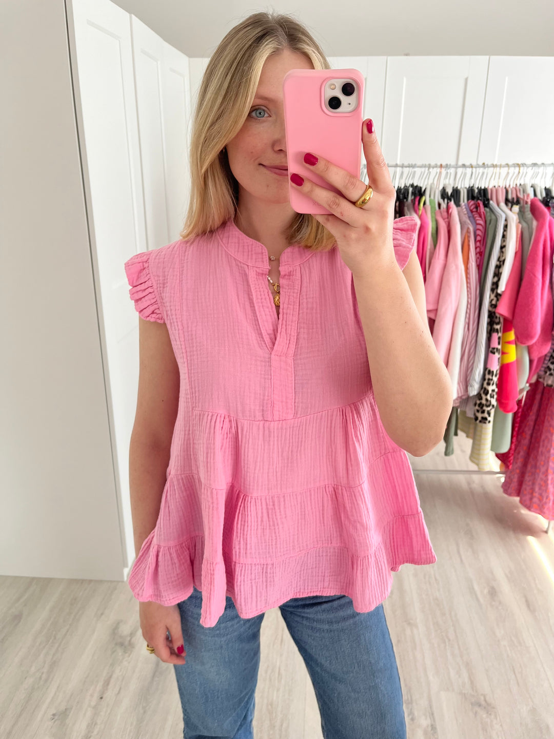 Musselinbluse Fresh Summer - Rosa