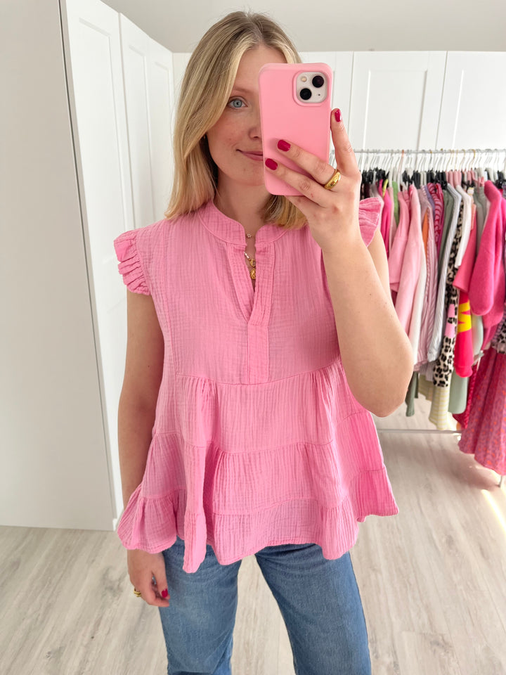 Musselinbluse Fresh Summer - Rosa