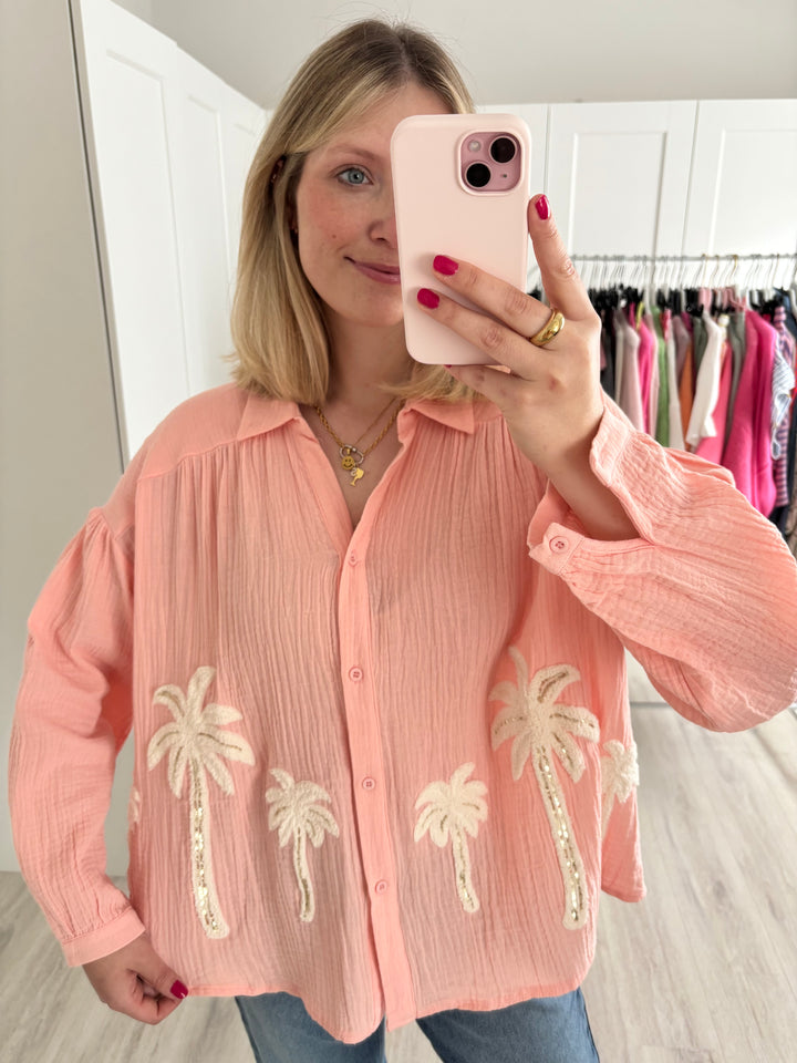 Musselinbluse Palm Tree