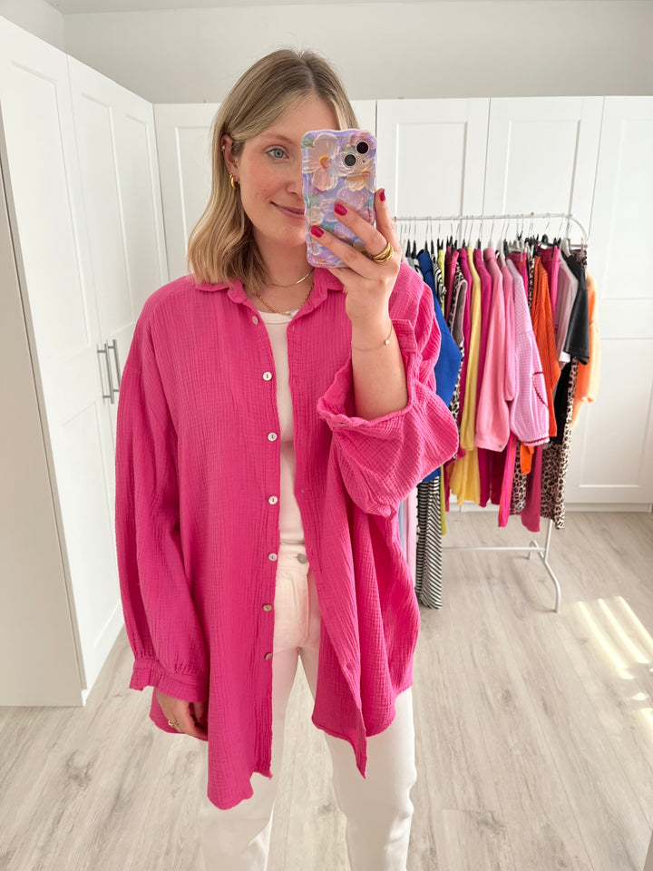 Musselinbluse Summer Time (long) - Pink