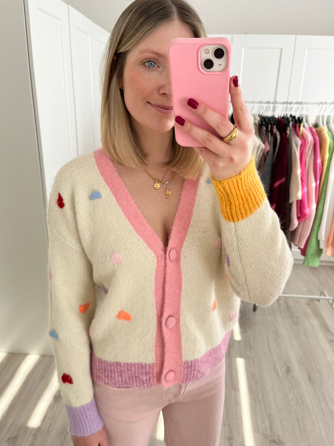 Cardigan Colourful Hearts