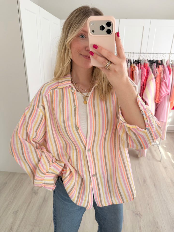 Rainbow Stripes Musselinbluse
