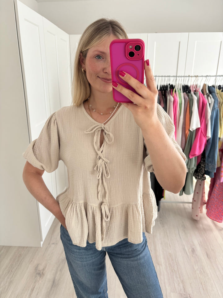 Musselinbluse Sweetness - Beige