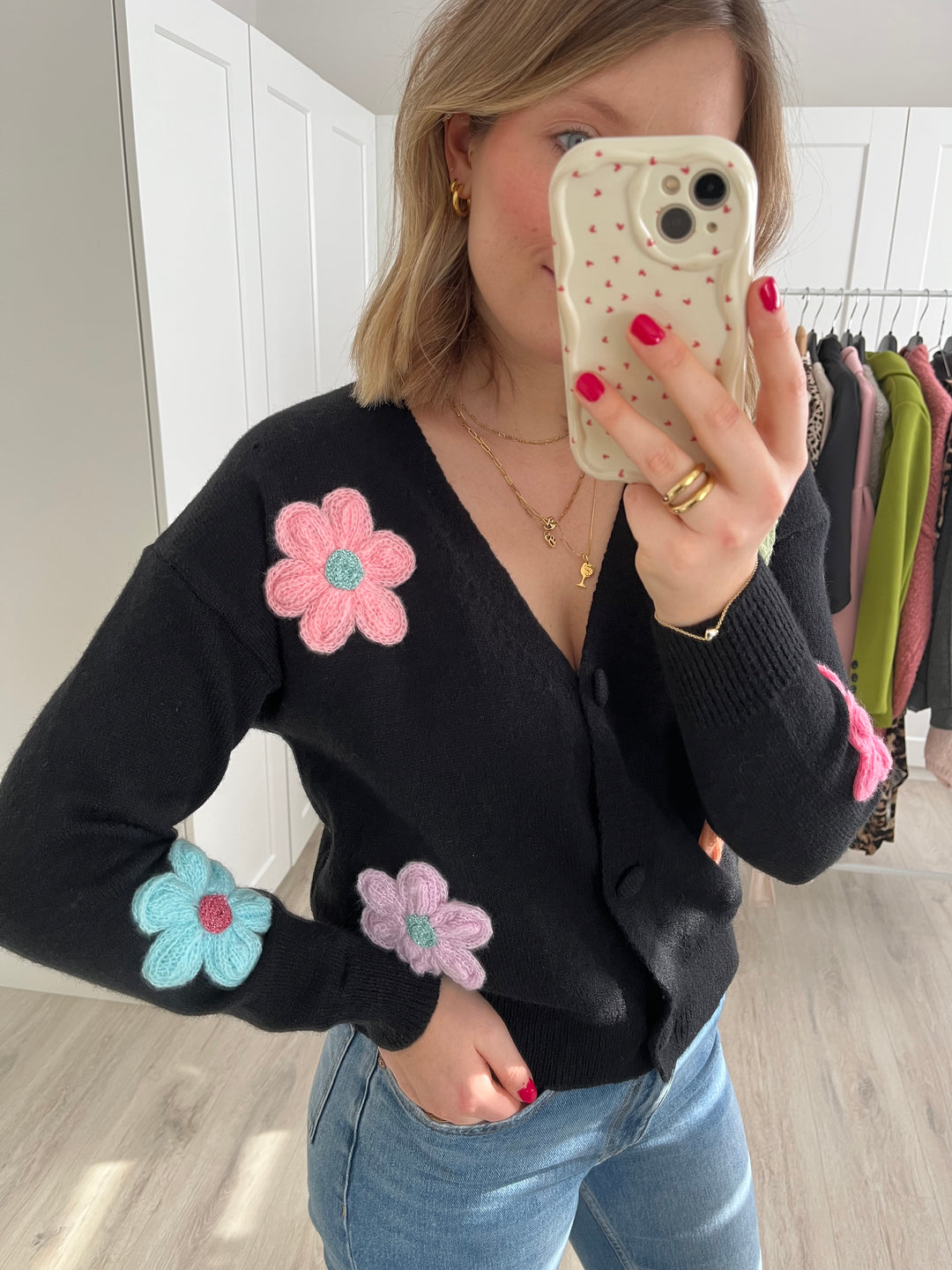 Cardigan Flowers - Schwarz