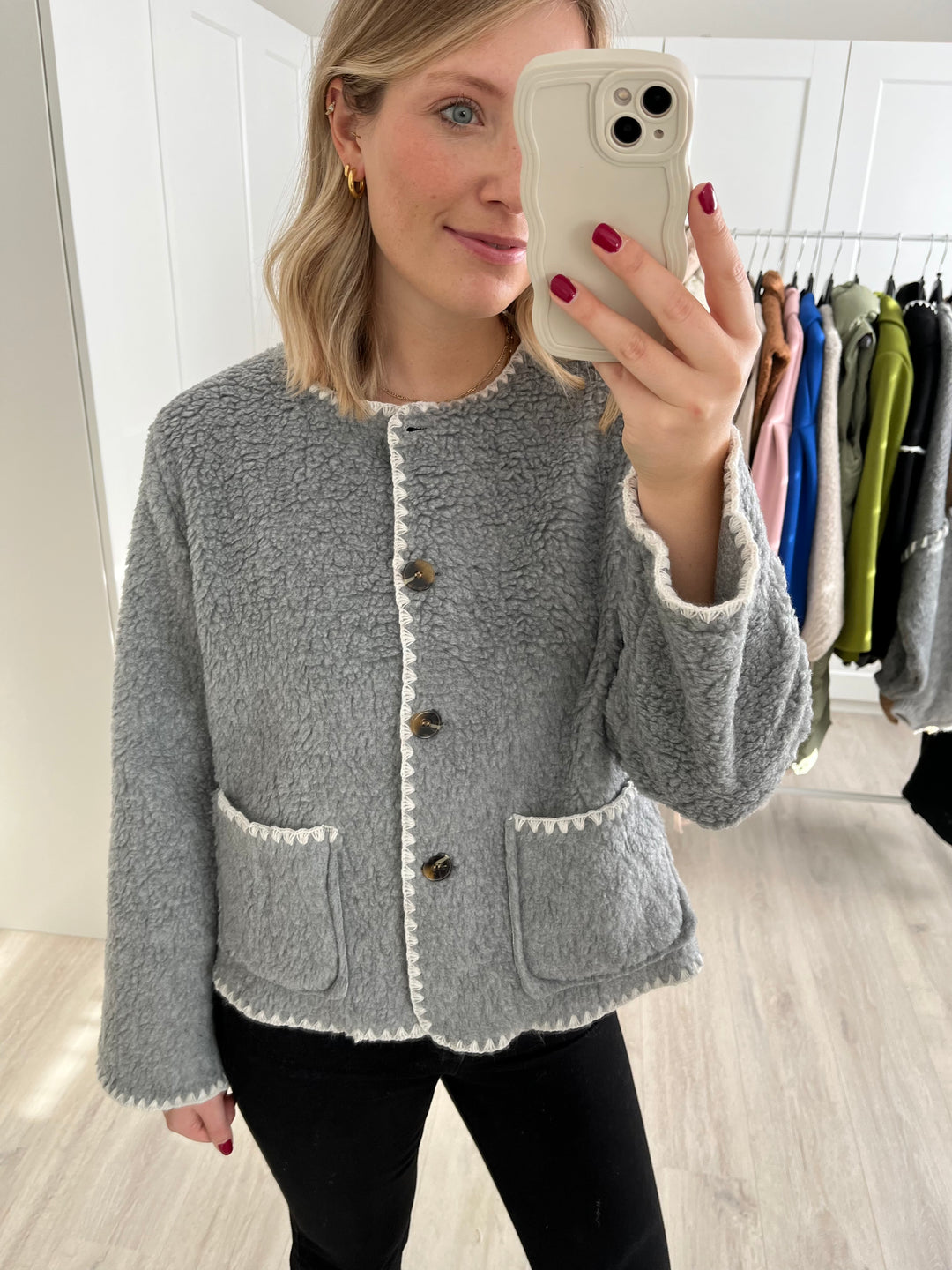 Teddyjacke Lovely - Grau