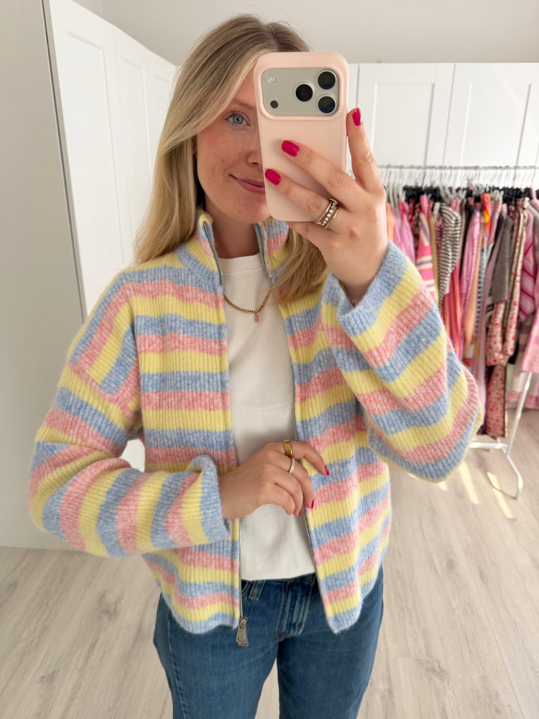 Rainbow Zipper Cardigan