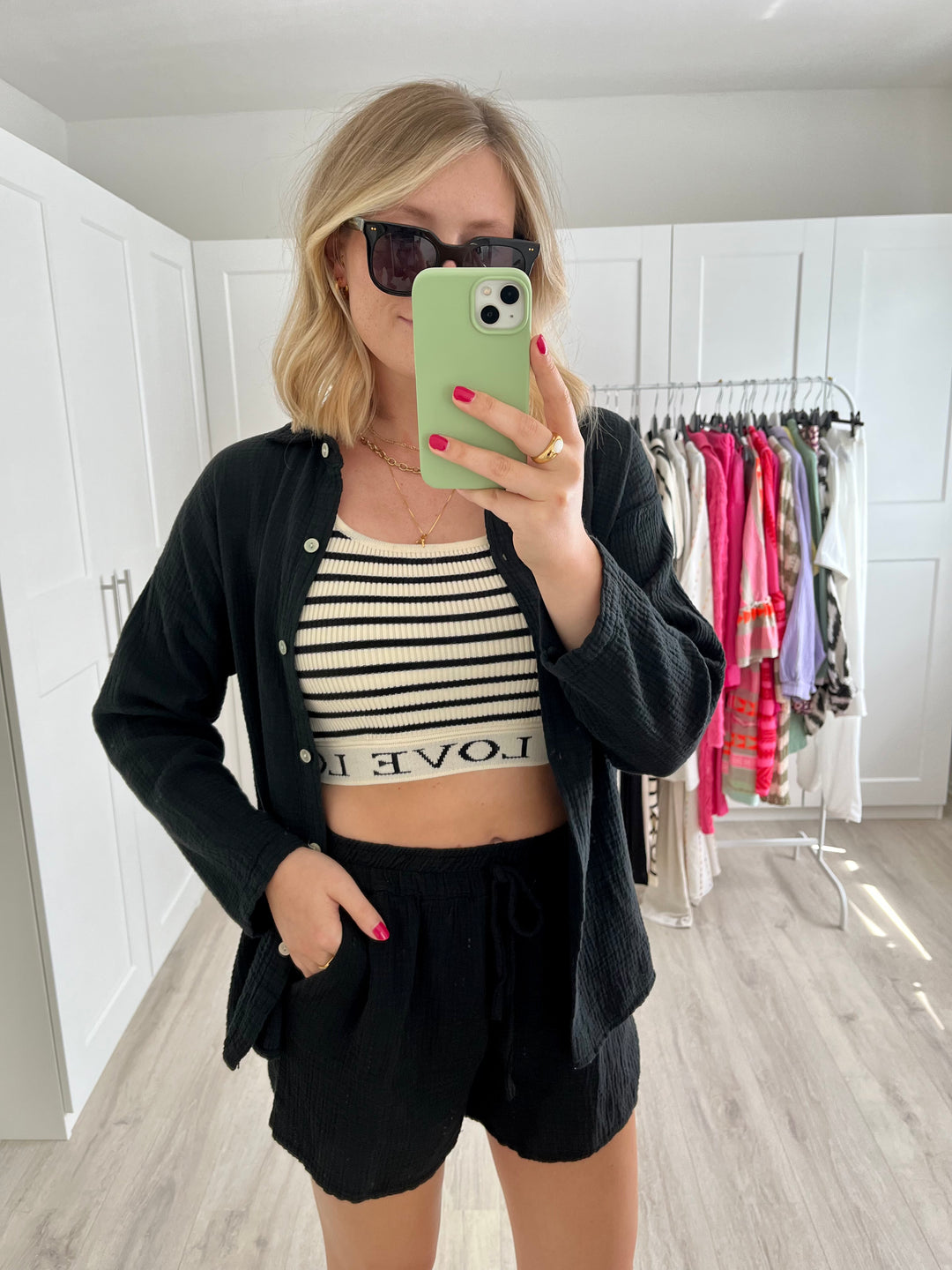 Crop Top Love - Schwarz/Creme