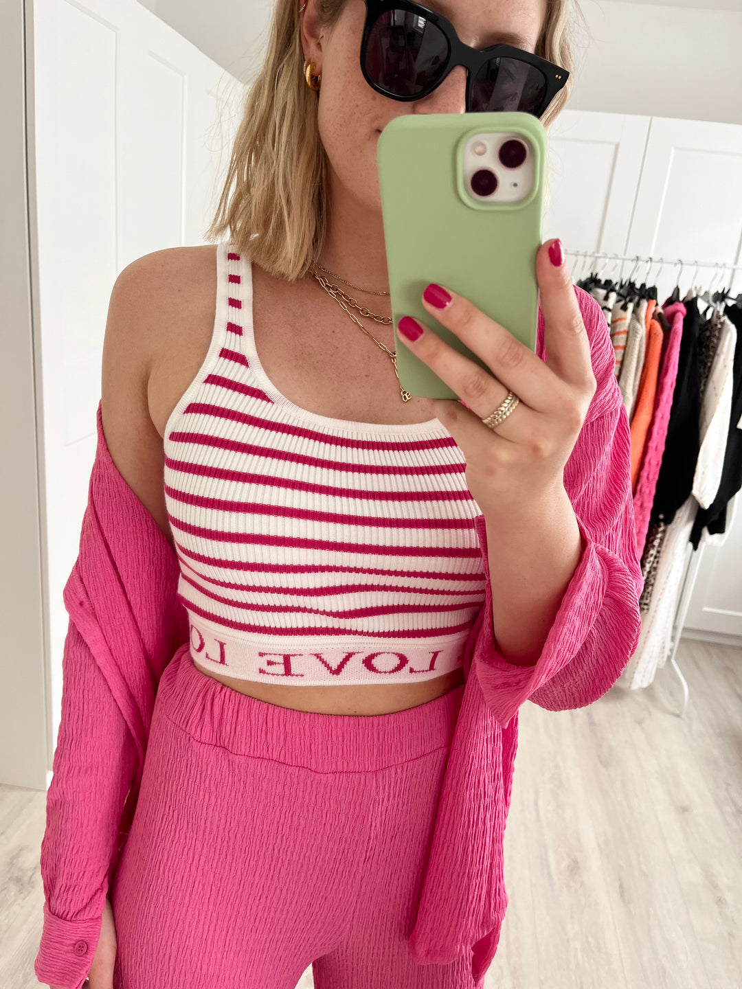 Crop Top Love - Pink/Weiß