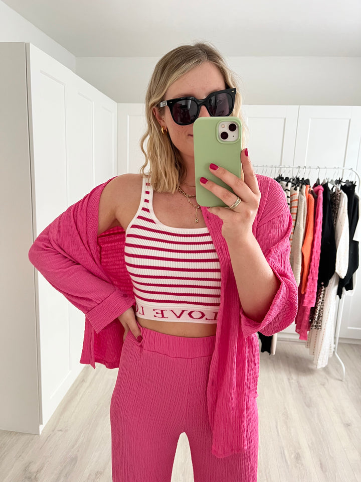 Crop Top Love - Pink/Weiß