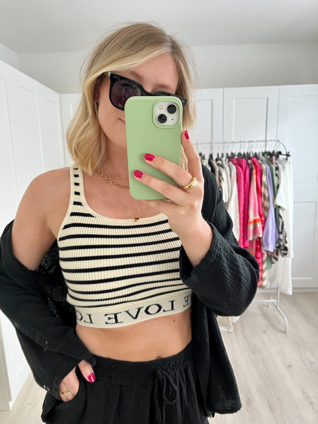 Crop Top Love - Schwarz/Creme