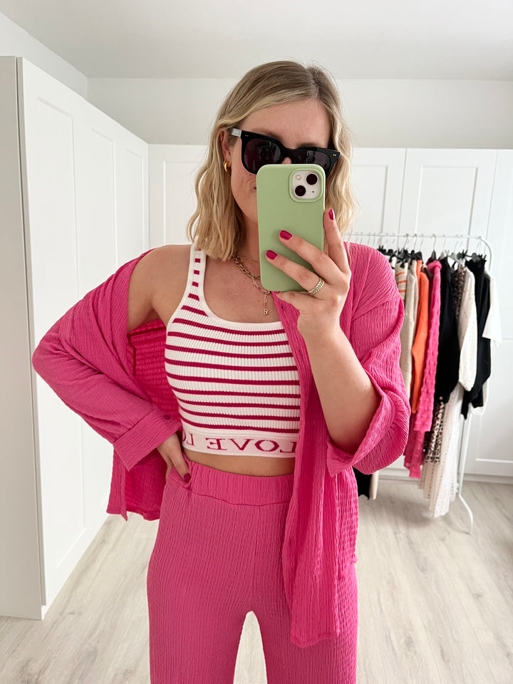 Crop Top Love - Pink/Weiß