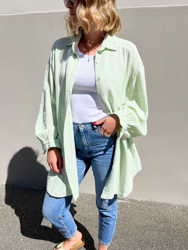 Musselinbluse Summer Time (long) - Mint