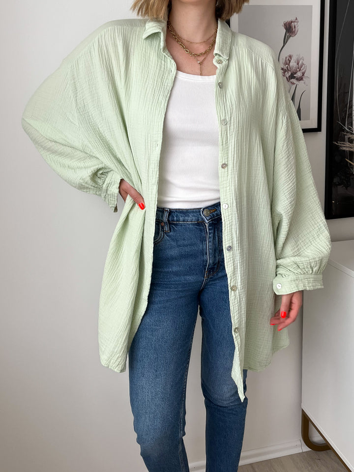 Musselinbluse Summer Time (long) - Mint