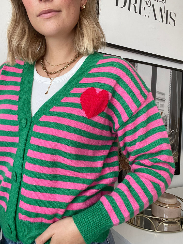 Cardigan Love - Grün/Pink